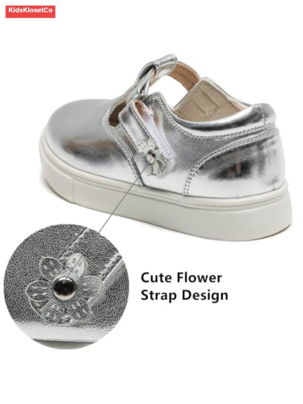 Girls Mary Jane Flats T-Strap School Shoes Cute Flowers Non-Slip - Picture 4 of 6